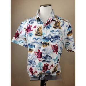 Lifted Research (LR) Group Hawaiian Button Up Shirt Large Ocean Life Octopus